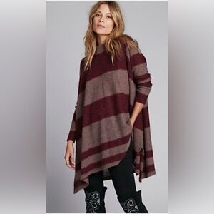 Free People Oversized Lafayette Alpaca Striped Mock Shrug Tunic Poncho Dress